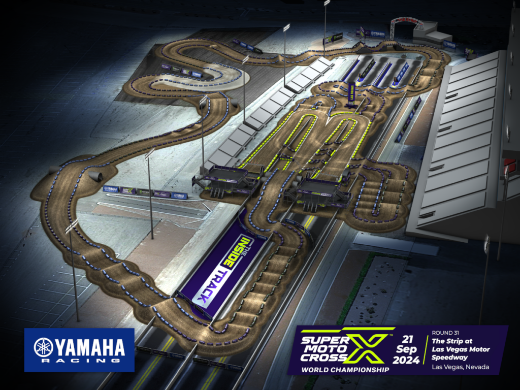 SMX Las Vegas track map with The Inside Track labelled behind the start line