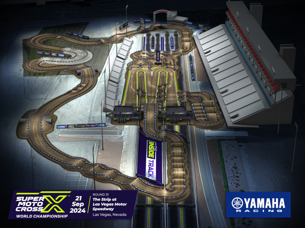 SMX Las Vegas track map with The Inside Track labelled behind the start line