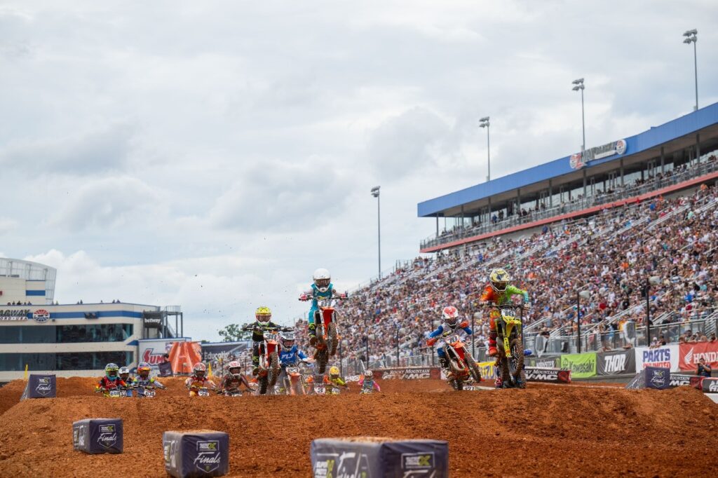 The 65cc World All-Stars racing at the SuperMotocross World Championship Playoff 1 last year at zMAX Dragway in Concord, North Carolina. Photo Credit: Align Media.