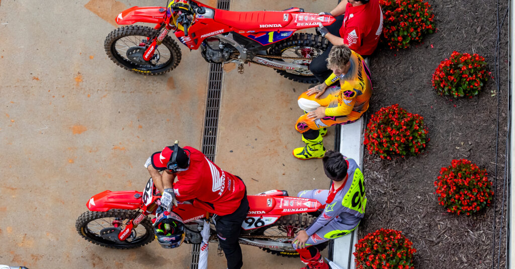 Aerial shot of Jett Lawrence and Hunter Lawrence